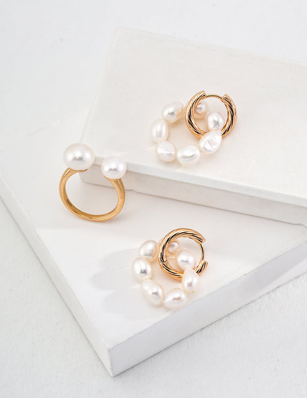 Pendientes de perlas anidadas